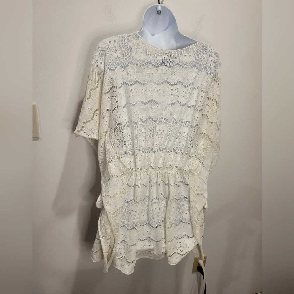 Letarte Handmade Size M White Skull Lace Beach Swim Cover Up - Picture 4 of 6